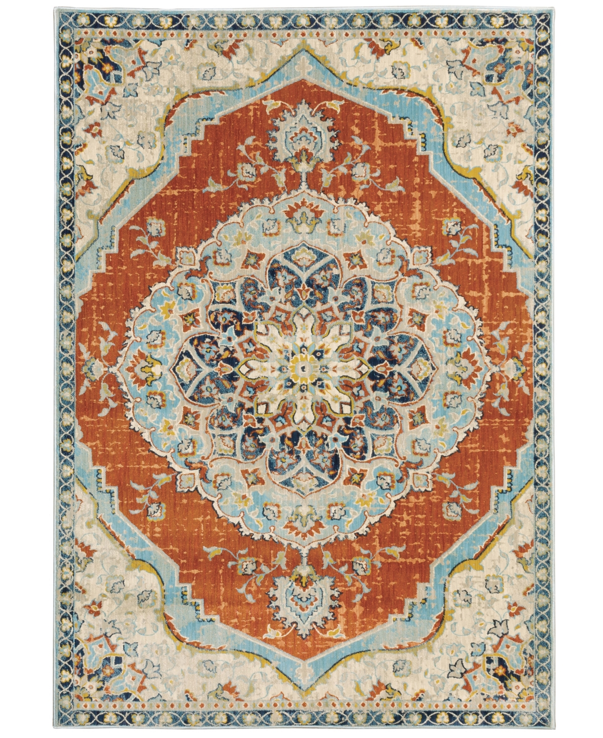 Jhb Design Arcadia ARC08 Orange 7'10in x 10'10in Area Rug - Beige