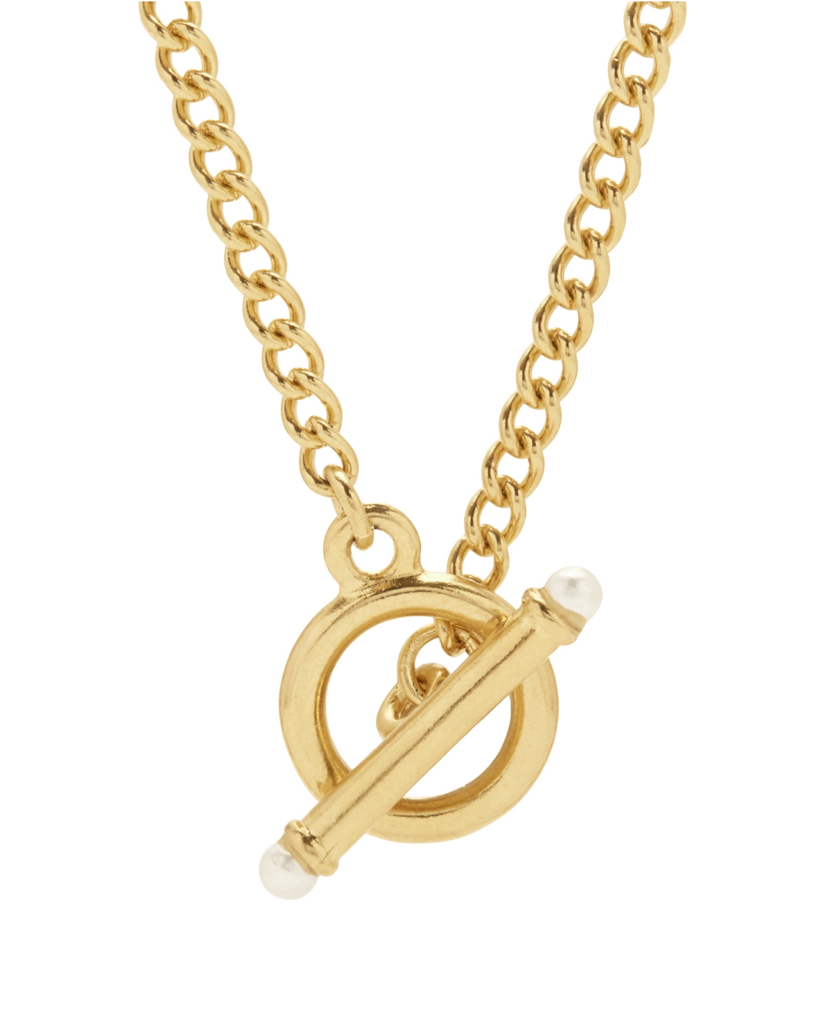 Stella Imitation Pearl Toggle Chain Necklace - Gold
