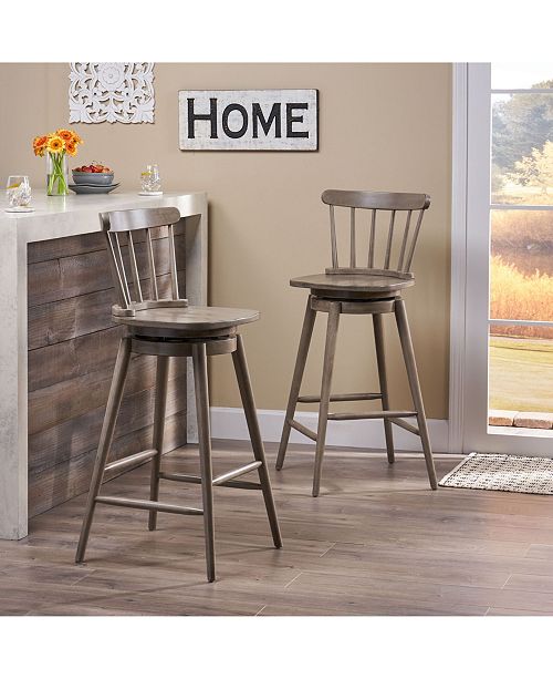 Noble House Ahart Farmhouse Spindle Back Swivel Barstools Set Of
