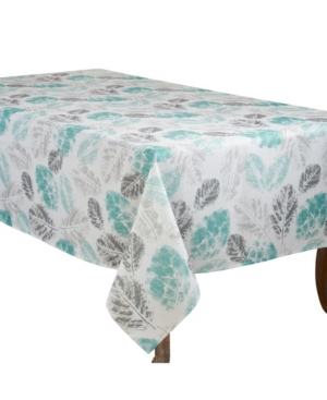 Shop Saro Lifestyle Leaf Print Tablecloth In Seafoam
