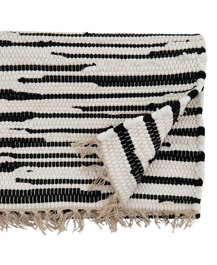 Saro Lifestyle Zebra Chindi Runner - Black - 16 x 72