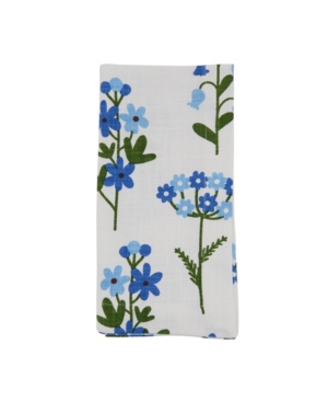 Saro Lifestyle Floral Napkin Set Of 4 In Blue