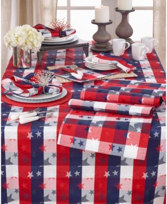 Saro Lifestyle Stars and Checkered Table Runner - Macy's