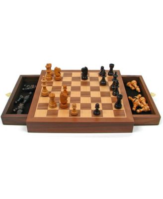 Trademark Games Inlaid Walnut Style Magnetized Wood Wstaunton Wood Chessmen