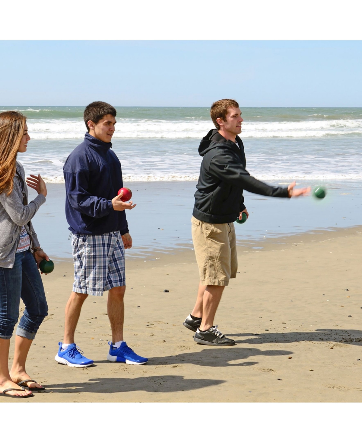 Hey Play Bocce Ball Set - Outdoor Family Bocce Game For Backyard, Lawn, Beach And More