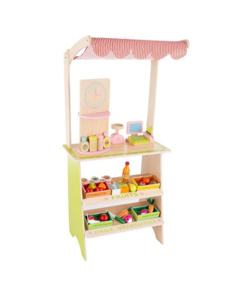 Детский игровой набор Trademark Global Fresh Market Selling Stand Wooden 31-Piece Playset, Ages 3+