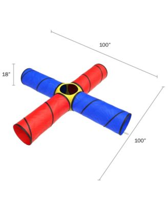 Hey Play Kids Play Tunnel - 4-Way Pop Up Crawl Through Tent, Indoor-Outdoor Fun For Kids And Toddlers, Foldable Portable Playhouse