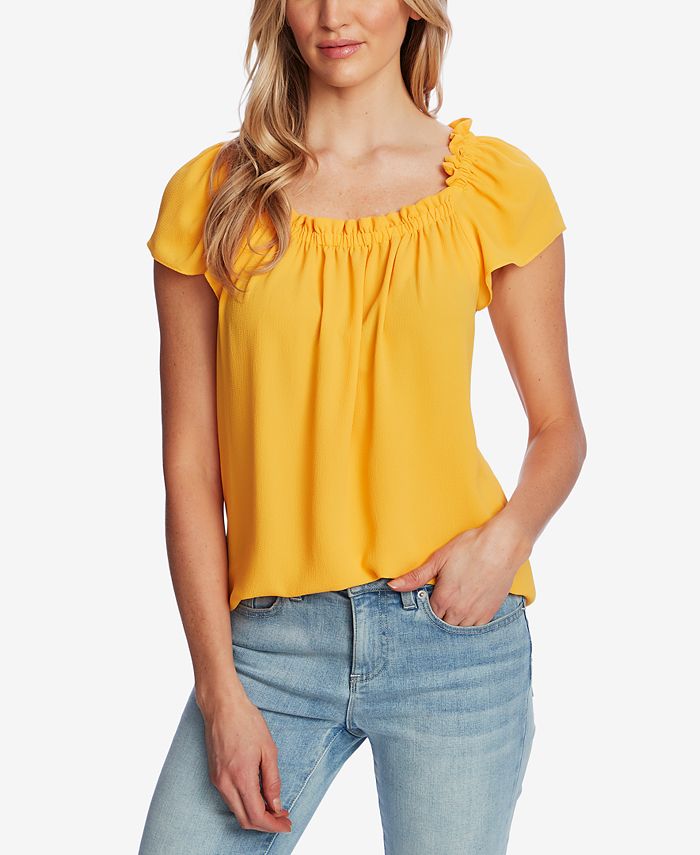 CeCe Ruffled Square Neck Top Macy s