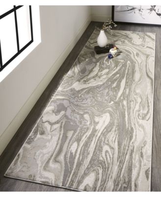 Prasad R3894 Silver 2'10" x 7'10" Runner Rug