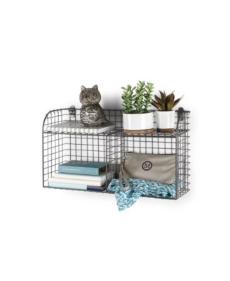 Vintage-like Living Wall Mount Double Bin with Shelf