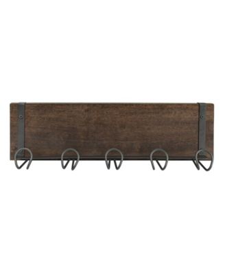 Vintage-like Living Wall Mount 5-Hook Wood Shelf