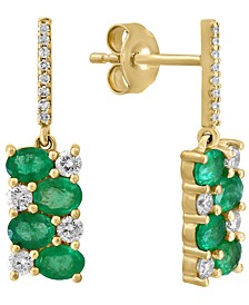 Emerald (1-5/8 ct. t.w.) & Diamond (3/8 ct. t.w.) Drop Earrings in 14k Gold