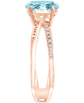 Aquamarine (1-1/16 ct. t.w.) & Diamond (1/20 ct. t.w.) Crisscross Statement Ring in 14k Rose Gold
