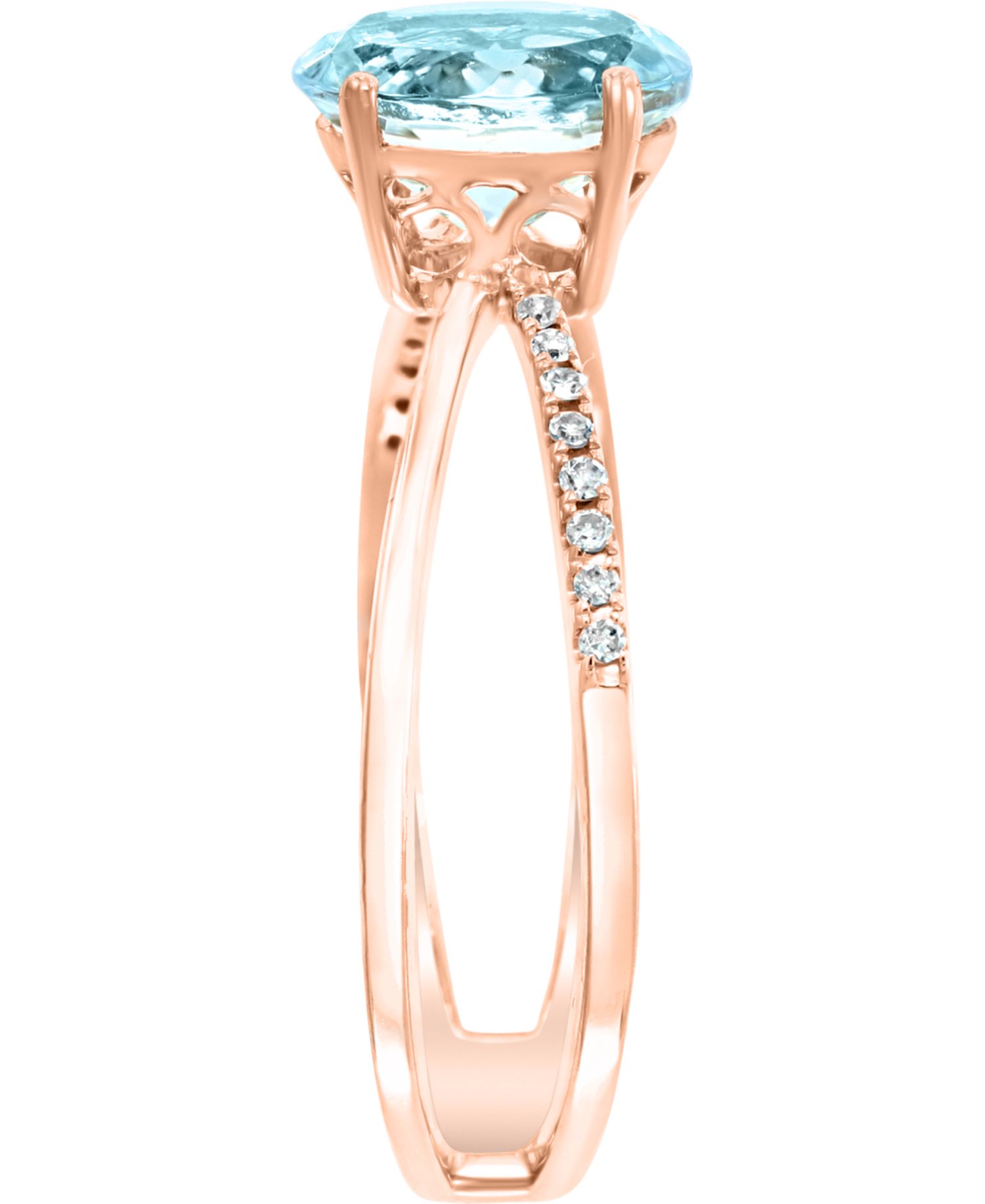 Aquamarine (1-1/10 ct. t.w.) & Diamond (1/20 ct. t.w.) Crisscross Ring in 14k White Gold (also available in Rose Gold)