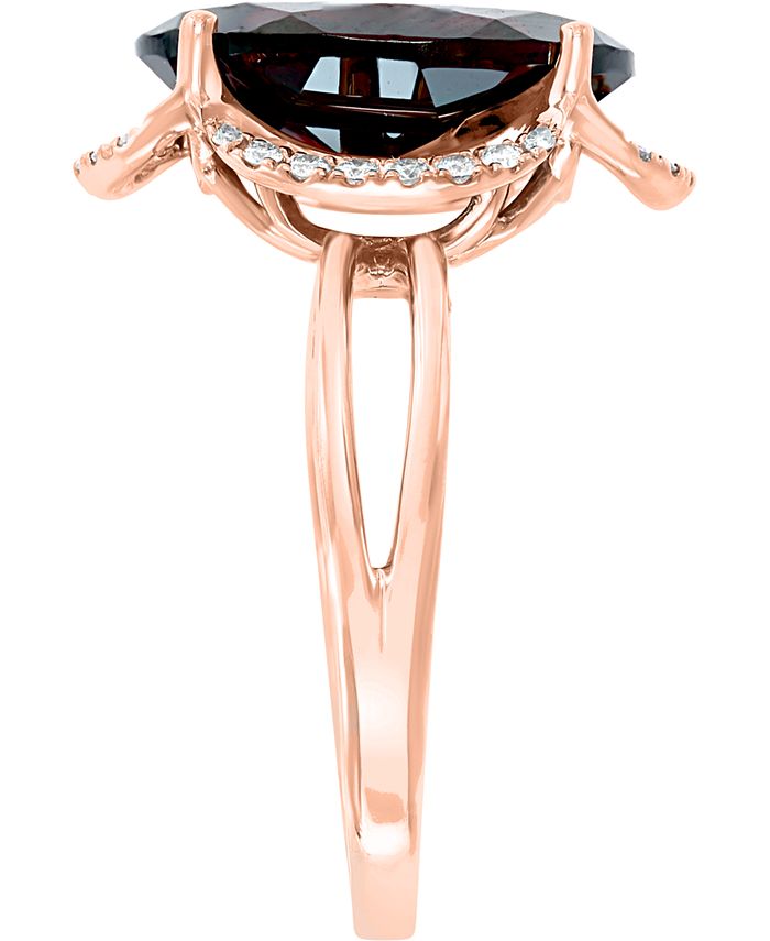 LALI Jewels - Garnet (7-5/8 ct. t.w.) & Diamond (1/6 ct. t.w.) Statement Ring in 14k Rose Gold