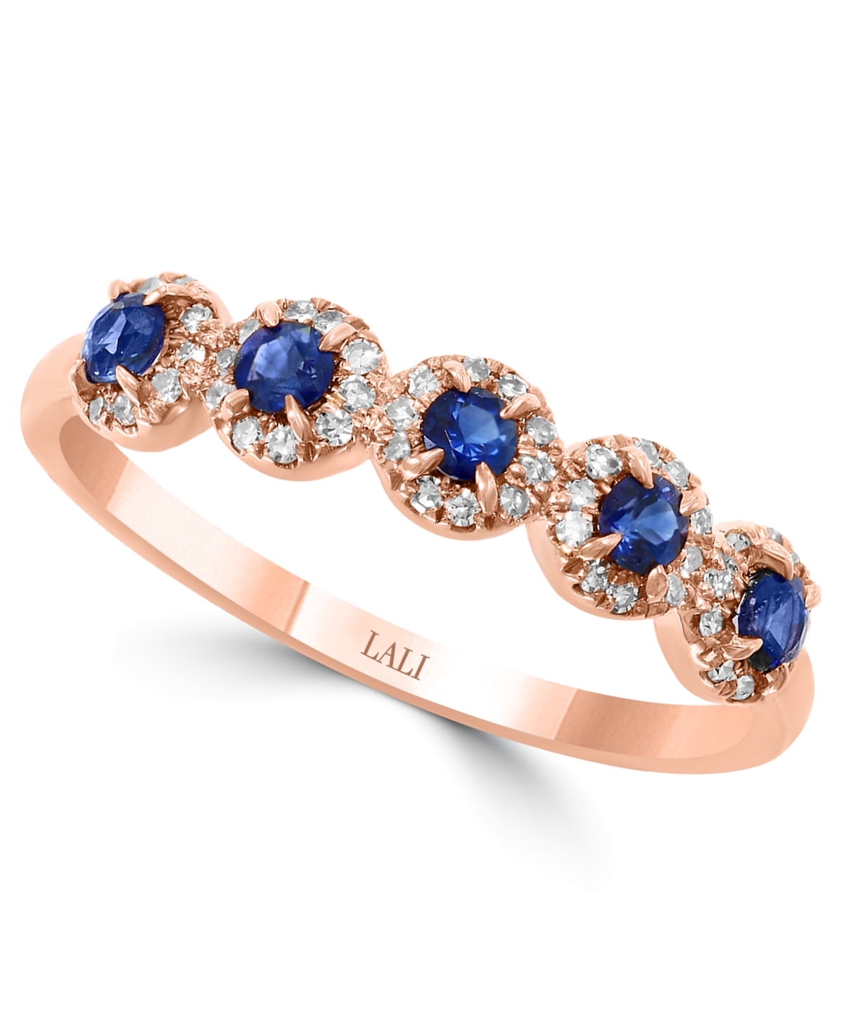 Sapphire (1/3 ct. t.w.) & Diamond (1/6 ct. t.w.) Cluster Band in 14k Rose Gold or 14k White Gold - Rose Gold