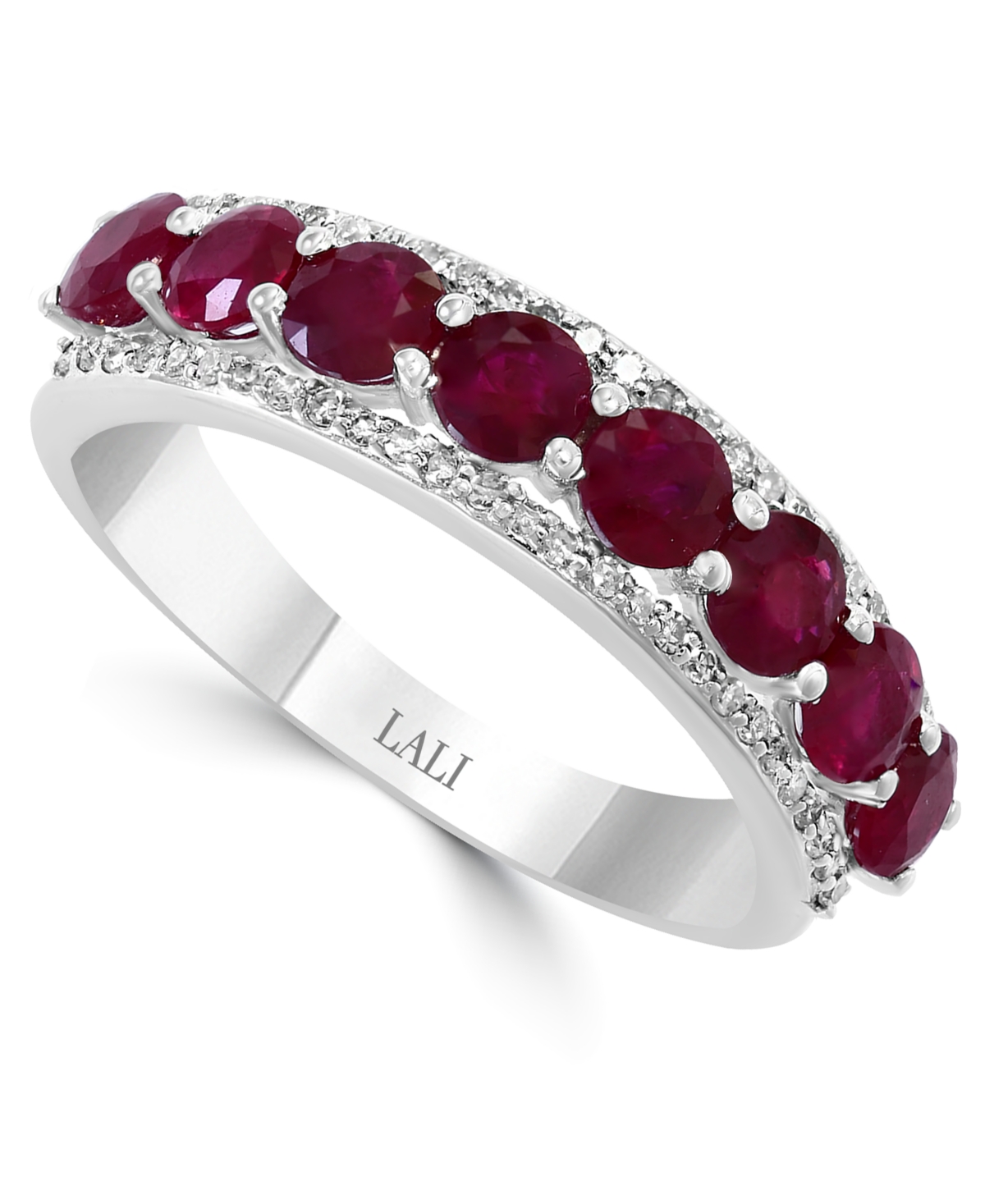 Lali Jewels Ruby (1-7/8 ct. t.w.) & Diamond (1/6 ct. t.w.) Ring in 14k White Gold