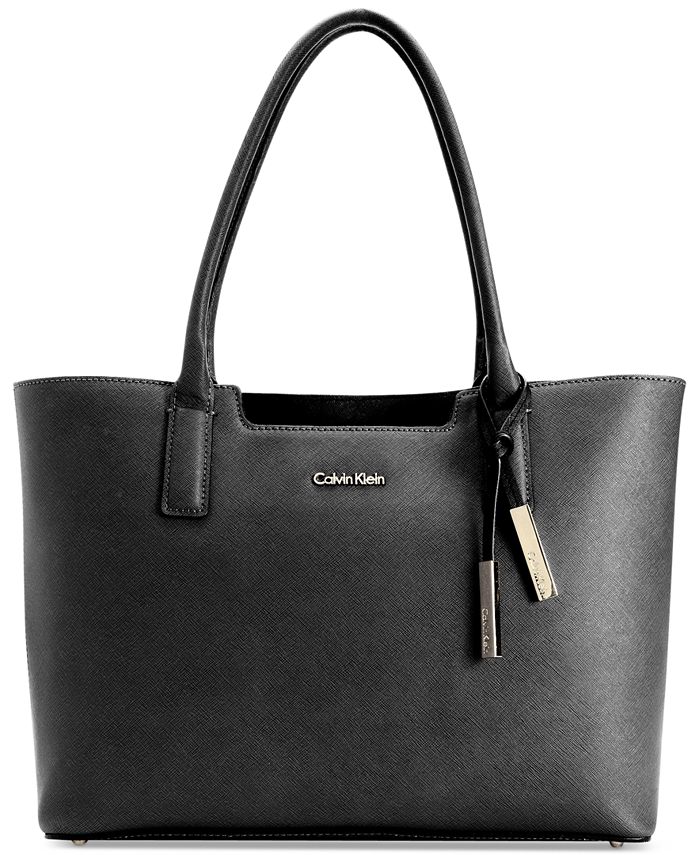 Calvin Klein Saffiano Leather Tote & Reviews - Handbags & Accessories -  Macy's