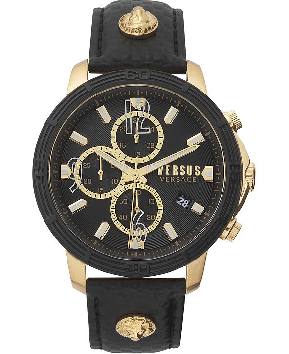 Versus by Versace Men's Chronograph Bicocca Black Leather Strap Watch