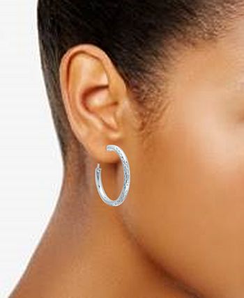 Giani Bernini - Medium Patterned Hoop Earrings in Sterling Silver, 40mm