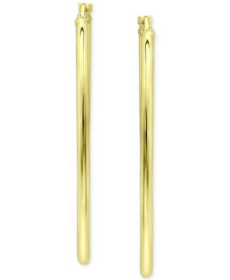 Medium Oval Skinny Hoop Earrings in 18K Gold-Plated Sterling Silver, or Sterling Silver, 1-5/8", Created for Macy's
