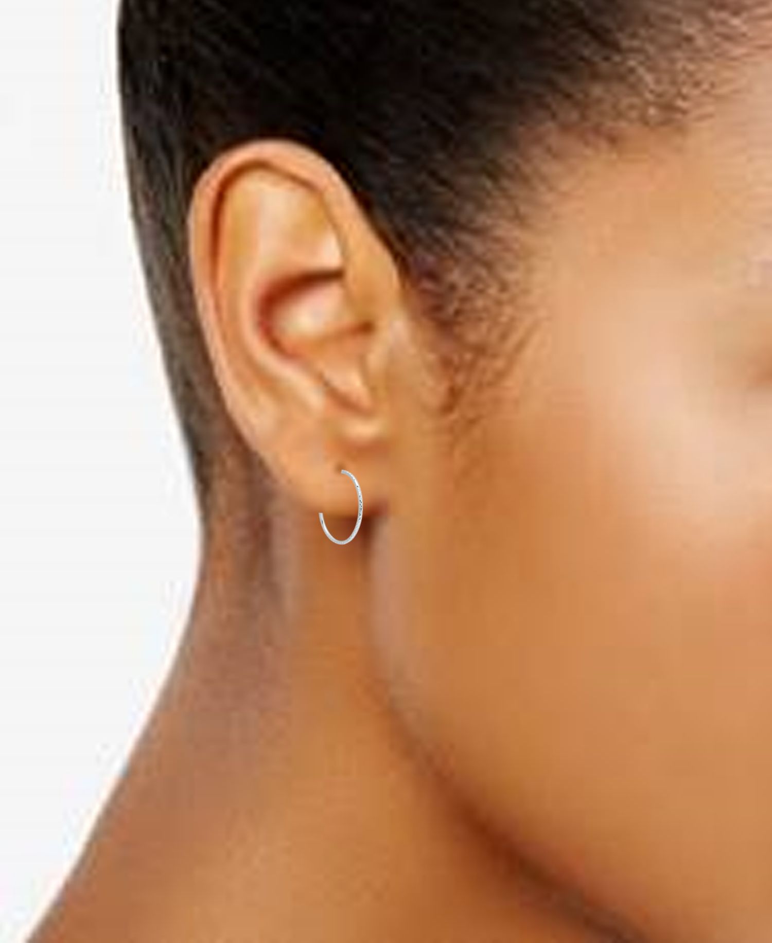 Small Textured Hoop Earrings in Sterling Silver, 1"