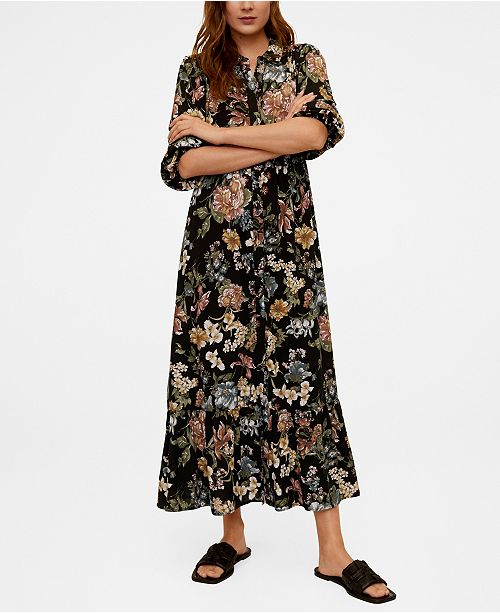Mango Printed Long Dress Reviews Women Macy S