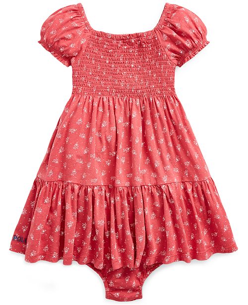 Polo Ralph Lauren Baby Girls Smocked Floral Print Cotton Dress
