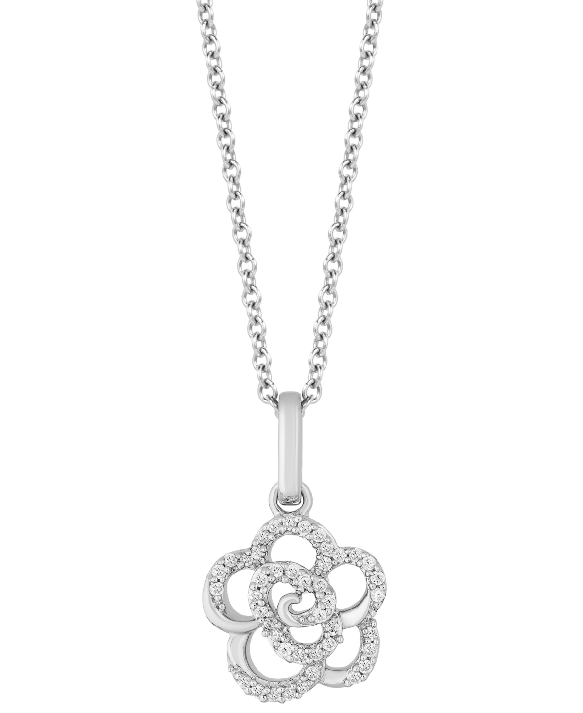 Hallmark Diamonds Tokens by Hallmark Diamonds Rose Joy pendant (1/10 ct. t.w.) in Sterling Silver, 16" + 2" extender