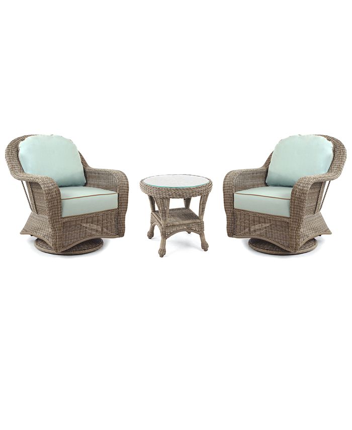 Furniture Sandy Cove Outdoor 3Pc. Set (2 Swivel Chairs & 1 End Table), Created for Macy's Macy's