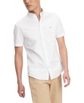 Men's Zack Custom-Fit Solid Seersucker Shirt