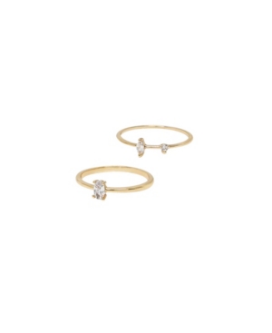 image of Ettika Stackable Crystal and Thin Band Gold - Tone Ring Set