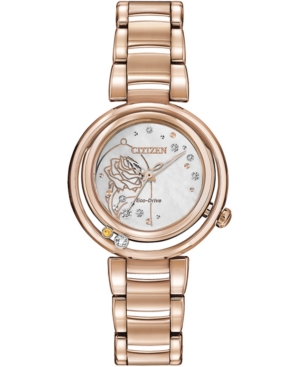 image of Citizen Eco-Drive Women-s Belle Diamond-Accent Rose Gold-Tone Stainless Steel Bracelet Watch 30mm
