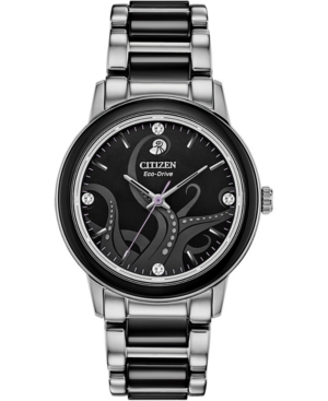 image of Citizen Eco-Drive Women-s Ursula Diamond-Accent Stainless Steel & Black Ceramic Bracelet Watch 36mm
