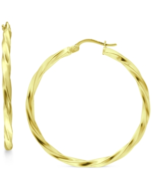 image of Giani Bernini Medium Twist Hoop Earrings in 18k Gold-Plated Sterling Silver, 1-3/8