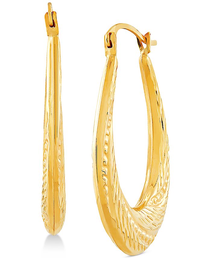 Macy's Textured Oval Hoop Earrings in 14k Gold - Macy's