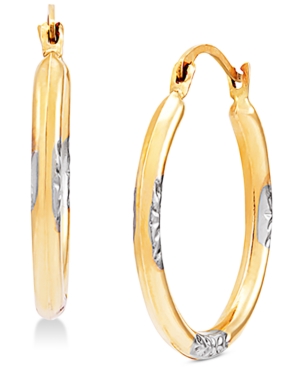 image of Small Hoop Earrings in 14k Gold & White Rhodium-Plate