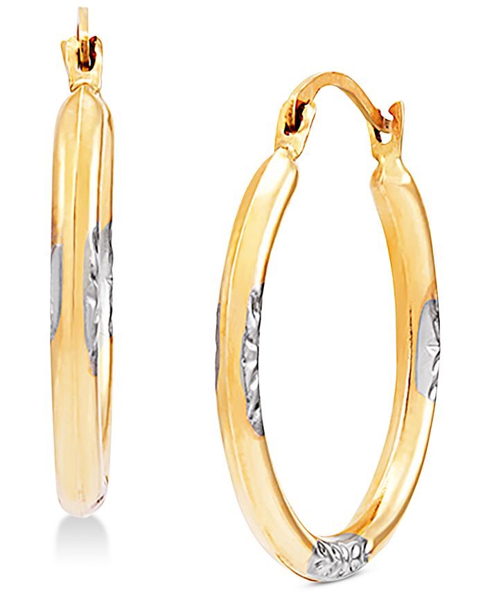Macy s Small Hoop Earrings in 14k Gold White Rhodium Plate Macy s
