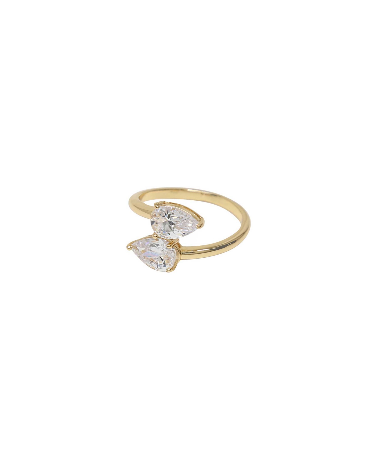 Crystal Teardop and Gold - Tone Wrap Ring - Gold