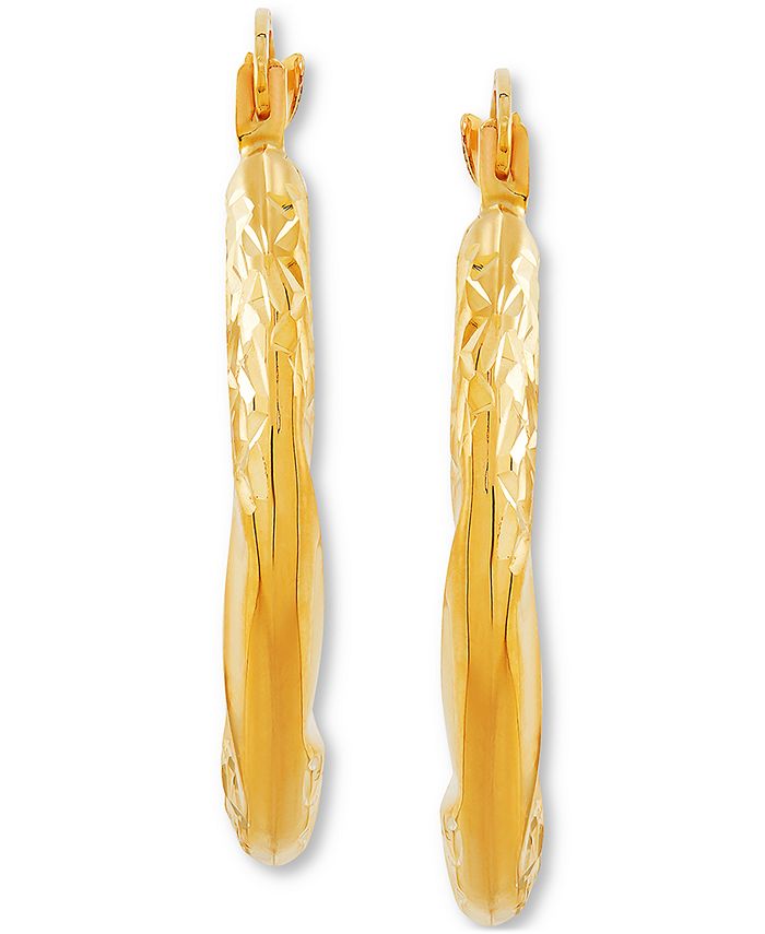 Macy's - Small Textured Swirl Hoop Earrings in 14k Gold