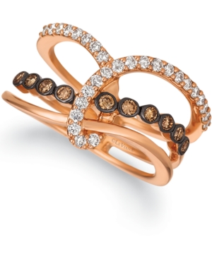 image of Le Vian Chocolatier Chocolate Diamond (1/5 ct. t.w.) & Vanilla Diamond (1/3 ct. t.w.) Statement Ring in 14k Rose Gold