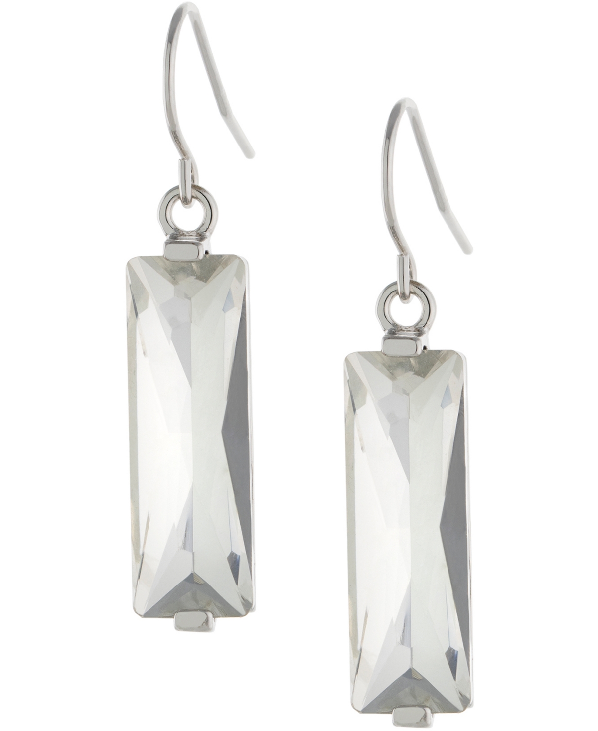 Macy's Color Crystal Rectangle Drop Earrings In Sterling Silver In Silver