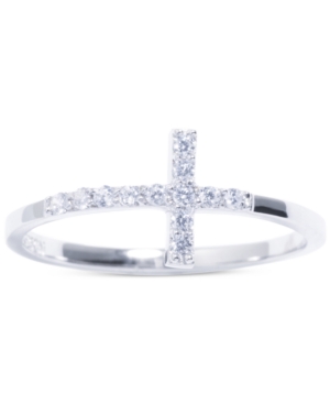 Giani Bernini Cubic Zirconia East-west Cross Ring In Sterling Silver, Created For Macy's