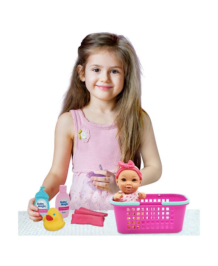 Redbox Baby Magic Bath Caddy 7 Piece Play Set with Toy Baby Doll