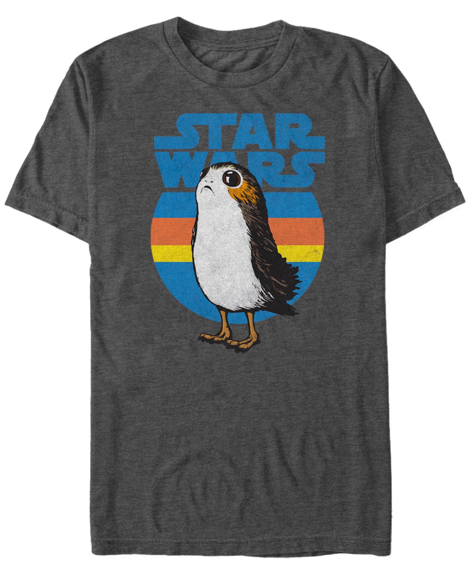 Men's Star Wars Last Jedi Porg Retro Stripes Logo Short Sleeve T-shirt