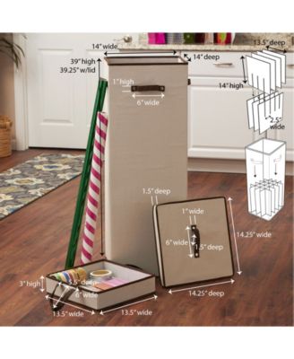 Tall Wrapping Paper Organizer Storage Box with Lift-Out Ribbon Tray