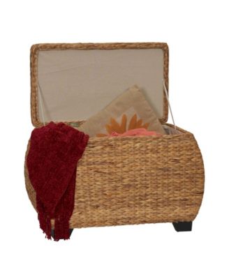 Household Essential Large Curved Wicker Storage Chest with Liner Water Hyacinth