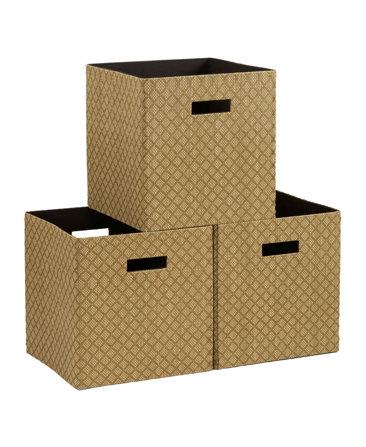Household Essentials Paper Cloth Bins, Set Of 3 In Olive Gold-tone