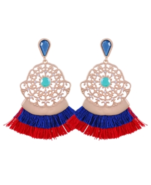 image of Guess Gold-Tone Crystal & Stone Fringe Drop Earrings