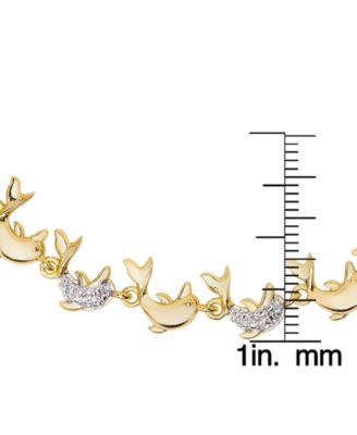 Diamond Accent Dolphin Bolo Adjustable Bracelet in Silver-Plated Brass